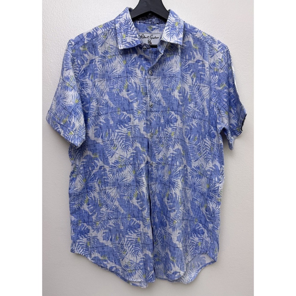 Robert Graham Spencer Floral Tropical Leaf Blue
White Shirt Men's Size M - Picture 2 of 7